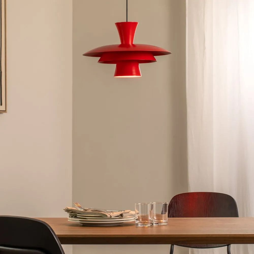 Luminex Gang|Pendellamper > Hængelampe Plato, rød, metal, Ø 38 cm, E27