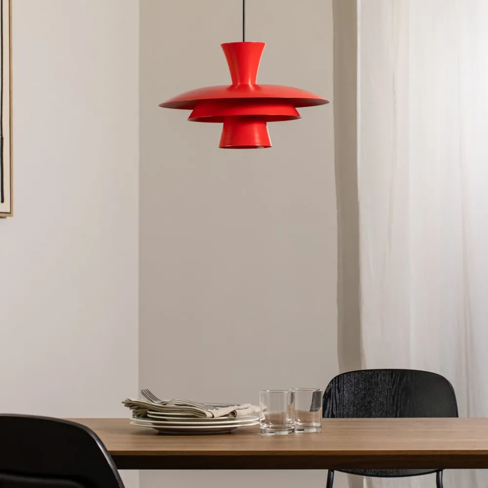 Luminex Gang|Pendellamper > Hængelampe Plato, rød, metal, Ø 38 cm, E27