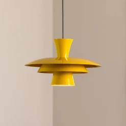 Luminex Gang|Pendellamper > Hængelampe Plato, sennepsgul, metal, Ø 38 cm, E27