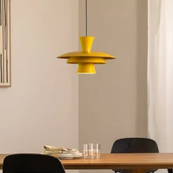 Luminex Gang|Pendellamper > Hængelampe Plato, sennepsgul, metal, Ø 38 cm, E27