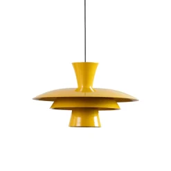 Luminex Gang|Pendellamper > Hængelampe Plato, sennepsgul, metal, Ø 38 cm, E27