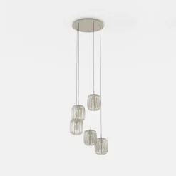 Pendellamper ^ EGLO Hængelampe Romazzina, sandfarvet, stål, Ø 50 cm, 5 lyskilder.
