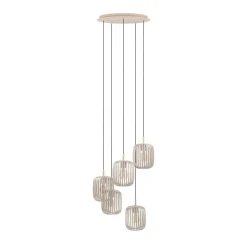 Pendellamper ^ EGLO Hængelampe Romazzina, sandfarvet, stål, Ø 50 cm, 5 lyskilder.
