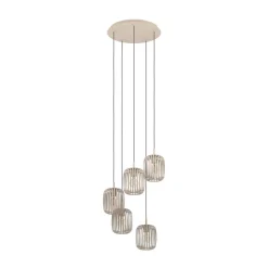 Pendellamper ^ EGLO Hængelampe Romazzina, sandfarvet, stål, Ø 50 cm, 5 lyskilder.