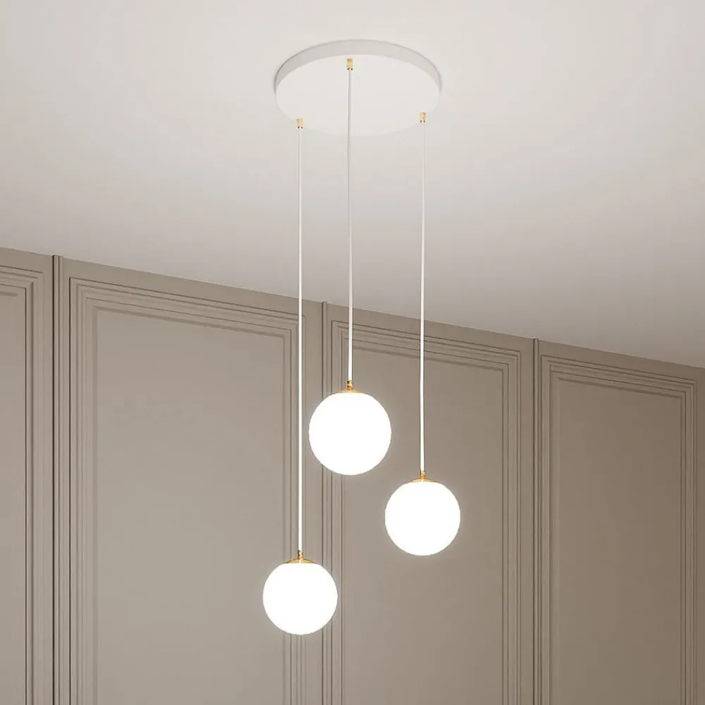 EMIBIG LIGHTING Pendellamper > Hængelampe Royal, 3 lyskilder, opal hvid/hvid, glas, E14