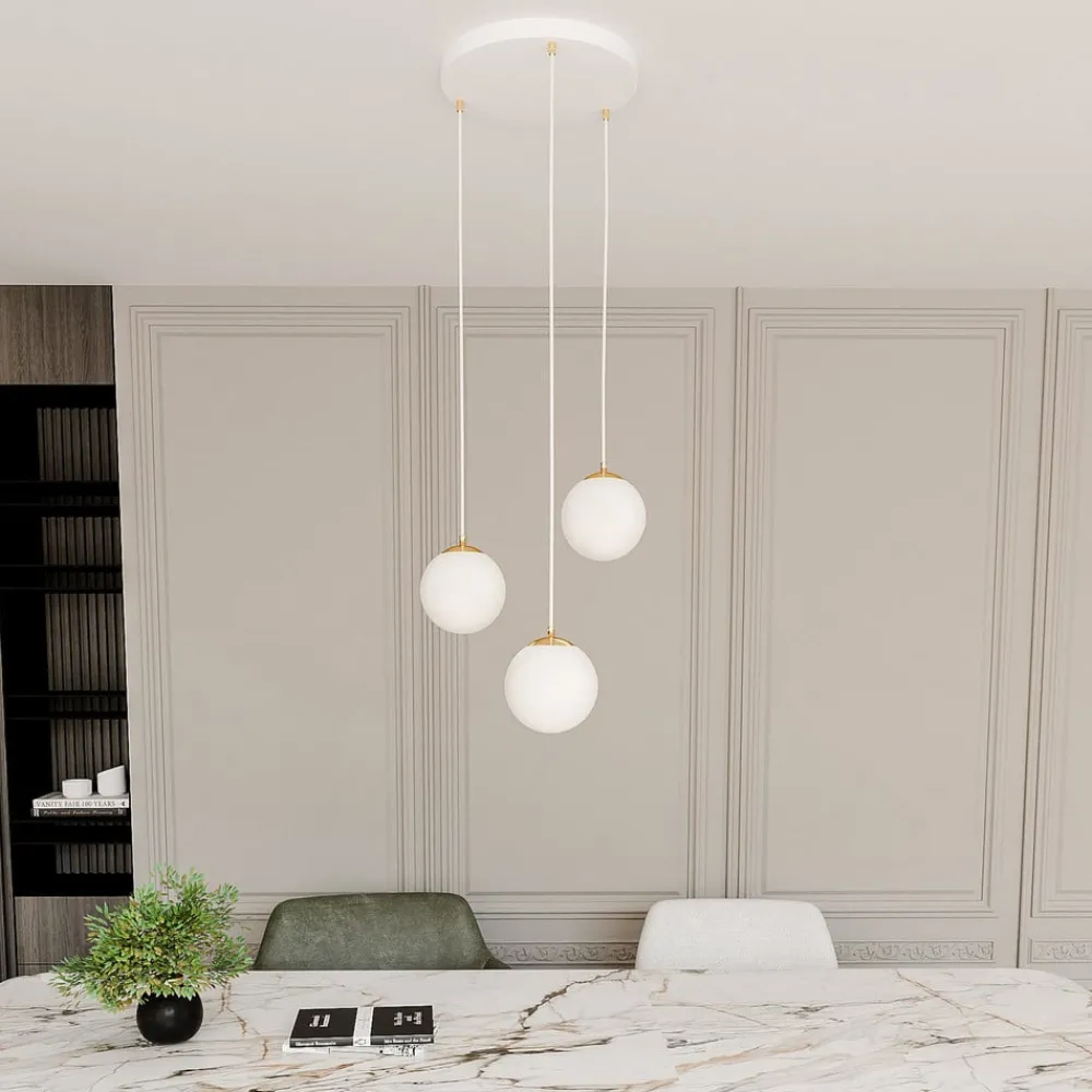 EMIBIG LIGHTING Pendellamper > Hængelampe Royal, 3 lyskilder, opal hvid/hvid, glas, E14