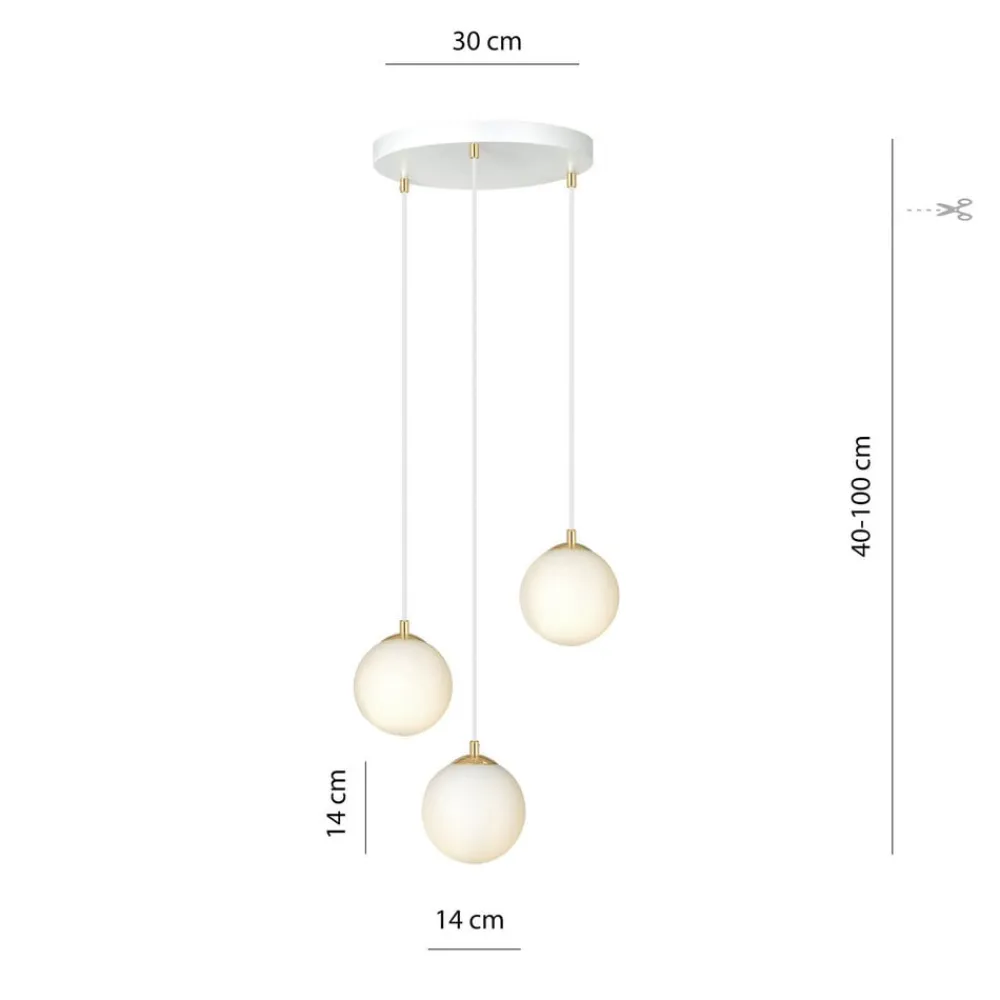 EMIBIG LIGHTING Pendellamper > Hængelampe Royal, 3 lyskilder, opal hvid/hvid, glas, E14
