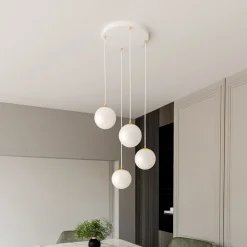 EMIBIG LIGHTING Gang|Pendellamper > Hængelampe Royal, 4 lyskilder, opal hvid/hvid, glas, E14