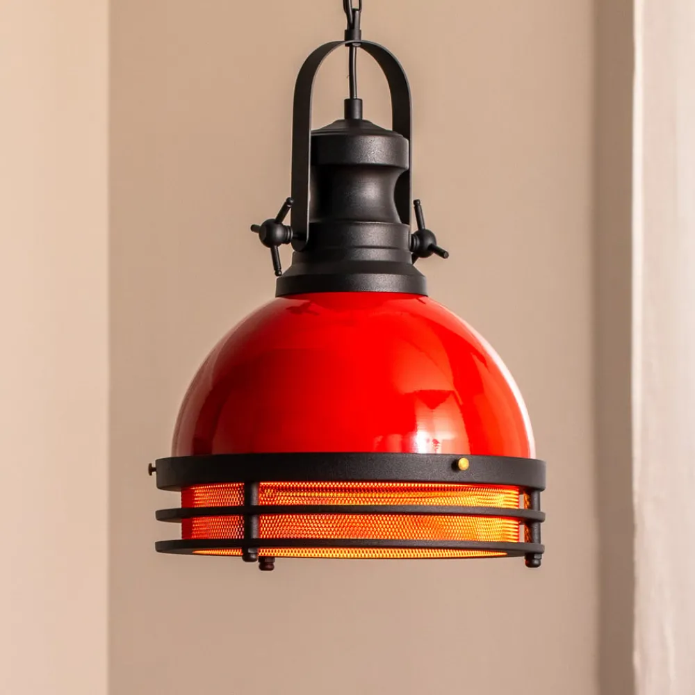 Opviq Pendellamper > Hængelampe Saglam 3762, rød/sort, jern, Ø 32 cm