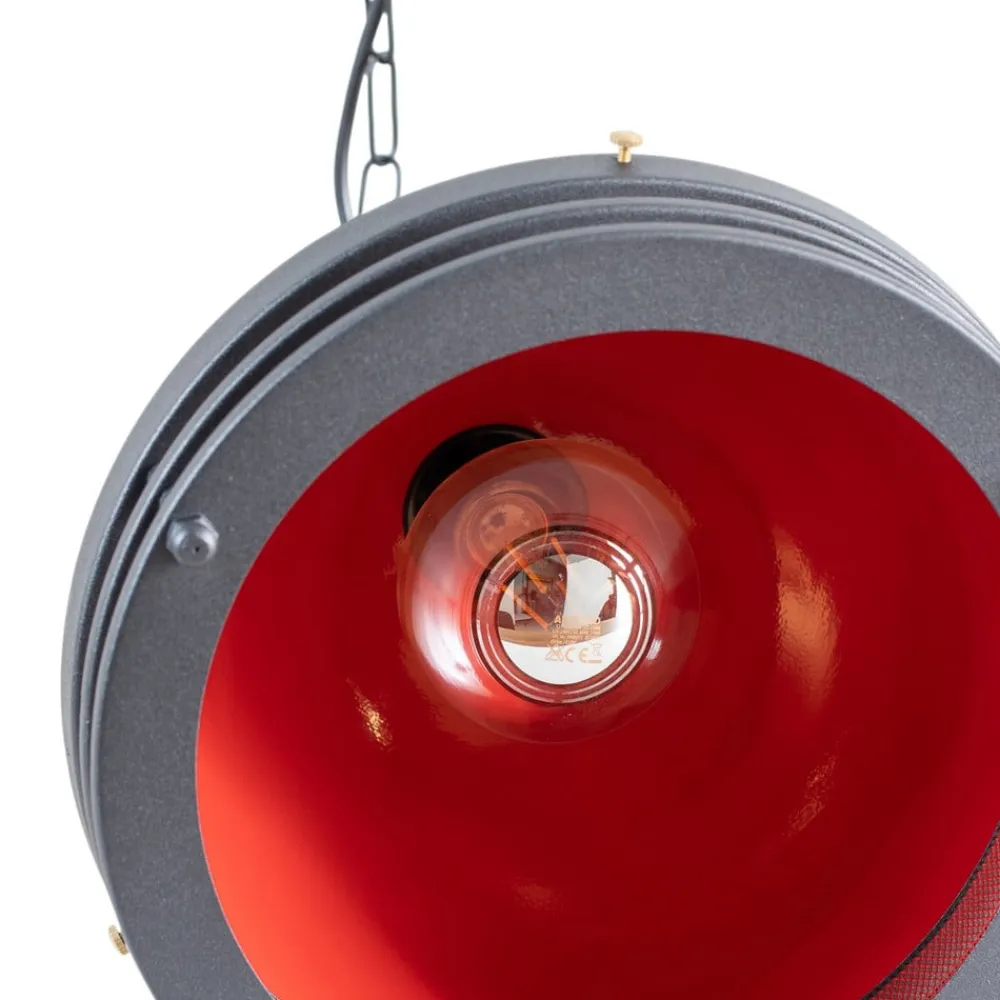 Opviq Pendellamper > Hængelampe Saglam 3762, rød/sort, jern, Ø 32 cm