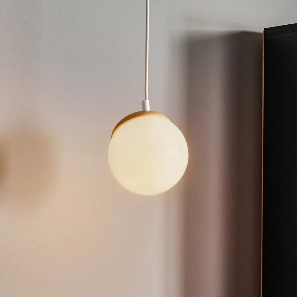 Pendellamper ^ Eko-Light Hængelampe Sfera 1 lyskilde glas/træ lys