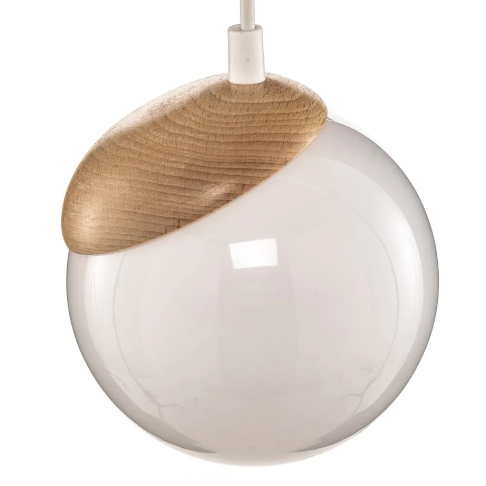 Pendellamper ^ Eko-Light Hængelampe Sfera 1 lyskilde glas/træ lys