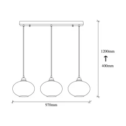 Opviq Pendellamper > Hængelampe Smoked 052 3 lyskilder lineært glas Ø27cm