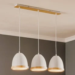 Pendellamper|Pendellamper ^ Eko-Light Hængelampe Studio med trædekor 3 lyskilder hvid