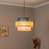 TK Lighting Pendellamper > Hængelampe Trio, juteskærm, petrol/naturbrun/orange Ø 50cm