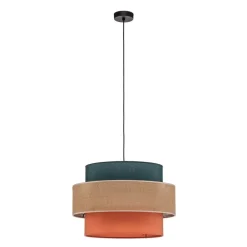 TK Lighting Pendellamper > Hængelampe Trio, juteskærm, petrol/naturbrun/orange Ø 50cm
