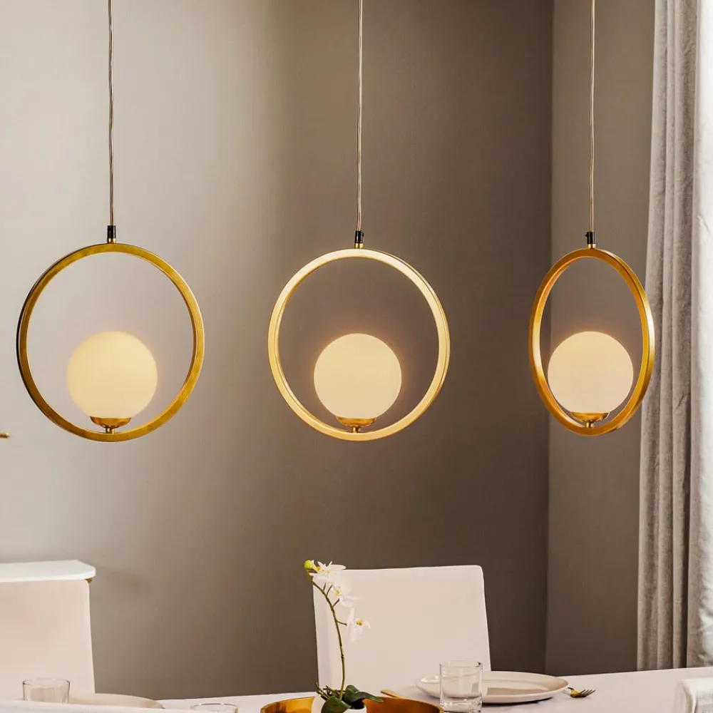 Pendellamper ^ Eko-Light Hængelampe Vienna, opalglas, messing, 3 lyskilder