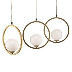 Pendellamper ^ Eko-Light Hængelampe Vienna, opalglas, messing, 3 lyskilder