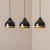 Pendellamper ^ Opviq Hængelampe Yildo, lineær, 3 lyskilder, sort/guld, metal