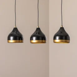 Pendellamper ^ Opviq Hængelampe Yildo, lineær, 3 lyskilder, sort/guld, metal