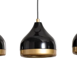 Pendellamper ^ Opviq Hængelampe Yildo, lineær, 3 lyskilder, sort/guld, metal