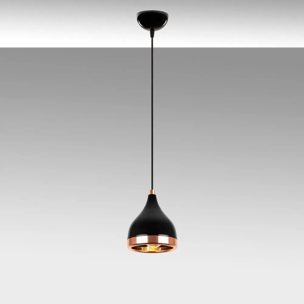 Pendellamper ^ Opviq Hængelampe Yildo 7000 1 lyskilde Ø15cm sort/kobber