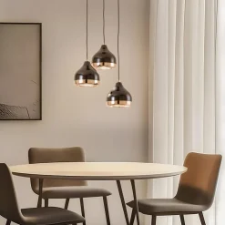 Pendellamper ^ Opviq Hængelampe Yildo 6871 3 lyskilder rondel sort/kobber