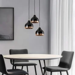 Pendellamper ^ Opviq Hængelampe Yildo 6871 3 lyskilder rondel sort/kobber