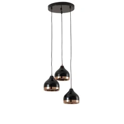 Pendellamper ^ Opviq Hængelampe Yildo 6871 3 lyskilder rondel sort/kobber