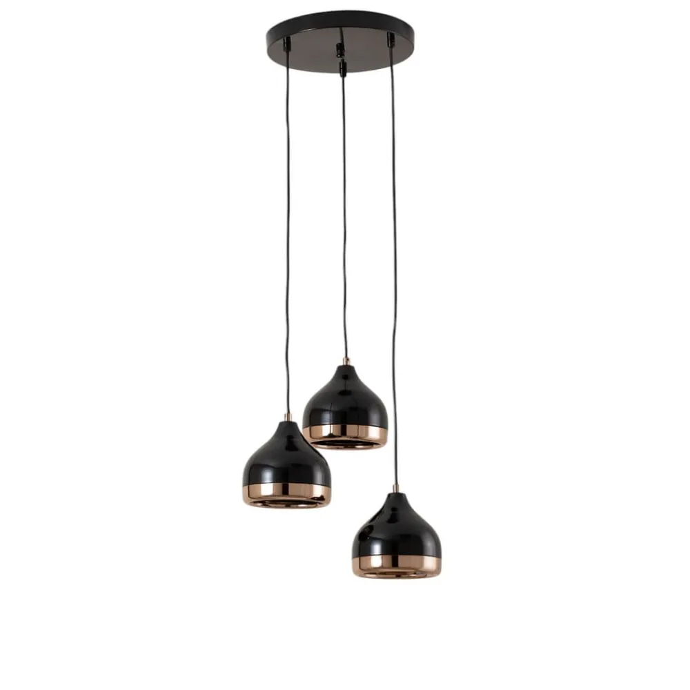 Pendellamper ^ Opviq Hængelampe Yildo 6871 3 lyskilder rondel sort/kobber