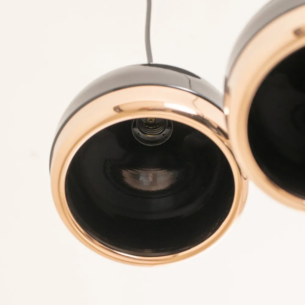 Pendellamper ^ Opviq Hængelampe Yildo 6871 3 lyskilder rondel sort/kobber