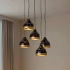Pendellamper ^ Opviq Hængelampe Yildo, 5 lyskilder, rund, sort/guld, Ø43 cm