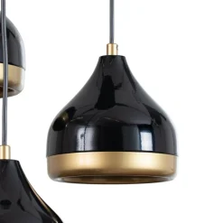 Pendellamper|Pendellamper ^ Opviq Hængelampe Yildo, 3 lyskilder, sort/guld, rund, Ø37 cm