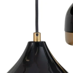 Pendellamper|Pendellamper ^ Opviq Hængelampe Yildo, 3 lyskilder, sort/guld, rund, Ø37 cm