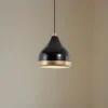 Pendellamper ^ Opviq Hængelampe Yildo, 1 lyskilde, sort/guld, metal, Ø 17 cm