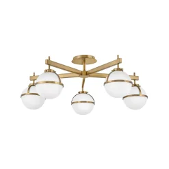 HINKLEY Loftlamper > Hollis loftlampe, 5 lyskilder, messing/opal
