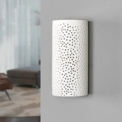 Lindby Væglamper|Væglamper > Hulmønster væglampe Jiru af hvid gips
