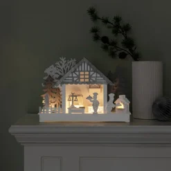 Julepynt|Vinduesdekoration ^ Konstsmide Christmas Hus og Bageri LED-adventsstage, batteridrift