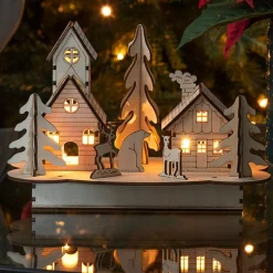 Dekorationsbelysning|Julepynt ^ Konstsmide Christmas Hus og Træ LED-adventsstage