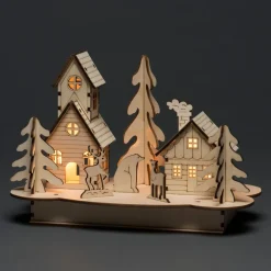 Dekorationsbelysning|Julepynt ^ Konstsmide Christmas Hus og Træ LED-adventsstage