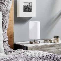 Brilliant Bordlamper > Hvid tekstil bordlampe Clarie