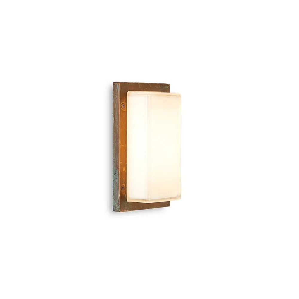 Væglamper ^ Moretti Luce Ice Cubic 3410 udendørs væglampe, antik messing