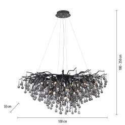 Paul Neuhaus Lysekroner > Icicle lysekrone, sort, glasophæng, længde 100 cm