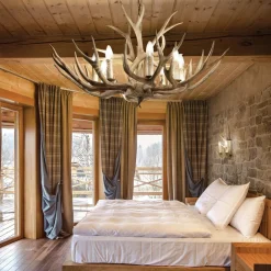 Lysekroner ^ Ideallux Ideal Lux Chalet lysekrone, beige, kunstharpiks, 8 lyskilder