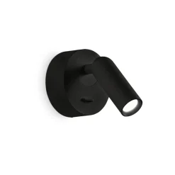 Væglamper ^ Ideallux Ideal Lux LED-vægspot Bean, Ø 7 cm, sort metal/glas