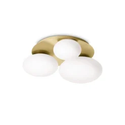Ideallux Loftlamper > Ideal Lux loftlampe Ninfea, messingfarvet, opalglas, 3-lys.