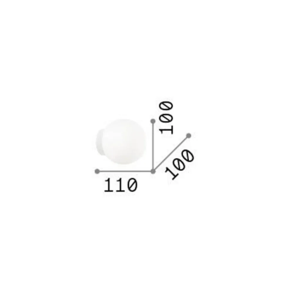 Væglamper ^ Ideallux Ideal Lux Mapa væglampe, Ø 10 cm, opalglas, hvid, kugle