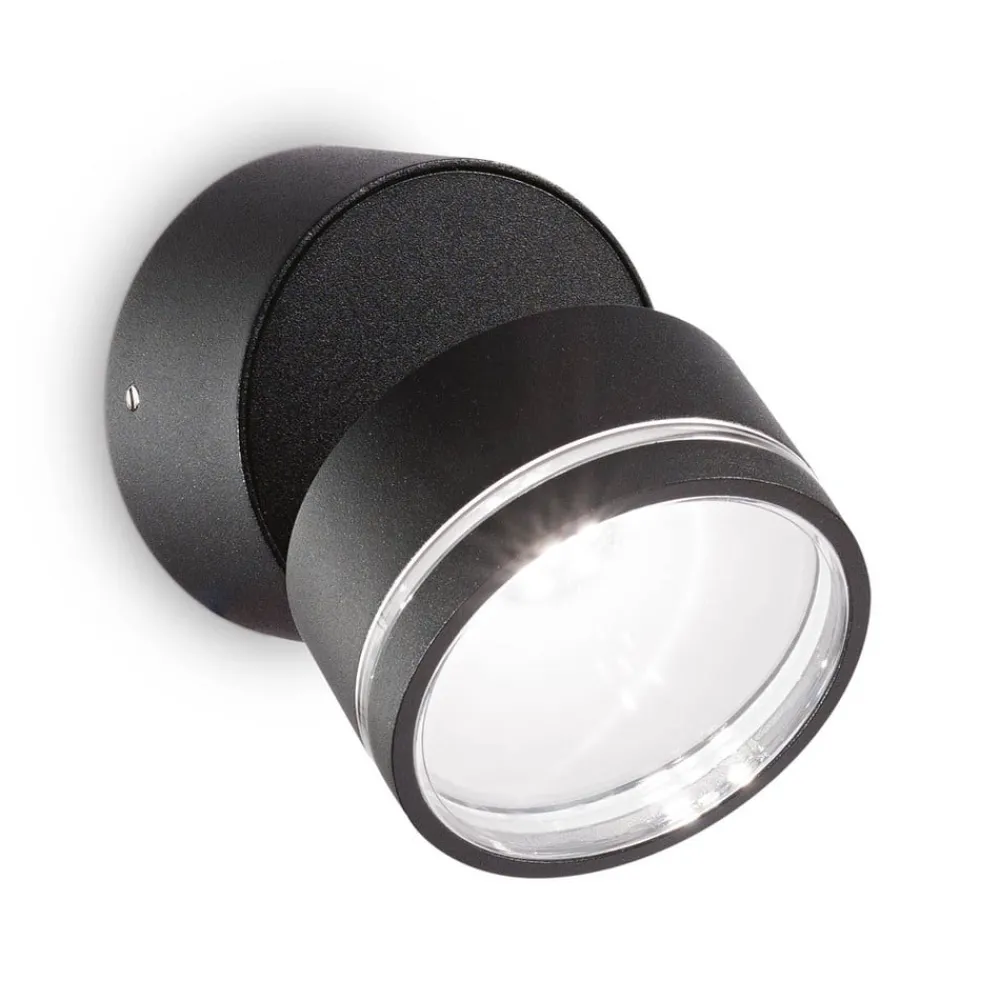 Væg- Og Spejllamper ^ Ideallux Ideal Lux Omega Round LED-væglampe, 4.000 K, sort