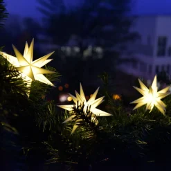 Dekorationsbelysning|Julepynt ^ STERNTALER I hvid - udendørs LED-lyskæde med 9 stjerner