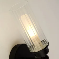 Væg- Og Spejllamper ^ Searchlight Imperial væglampe, sort, 2 lyskilder, stål, glas, IP44
